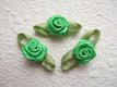 Mooi satijnen roosje met blad ~ 10 mm ~ Groen - 1 - Thumbnail