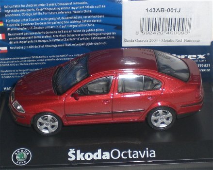 1:43 Abrex ABR143AB-001J Skoda Octavia sedan rood - 0