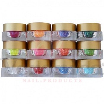 12x NEON nagel glitters - 0