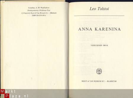 LEO TOLSTOI**ANNA KARENINA**WITTE HARDCOVER*BIGOT VAN ROSSUM - 4