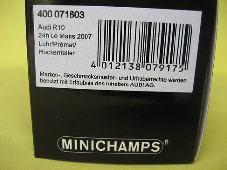 1:43 Minichamps Audi R10 TDI #3 24h LeMans 2007 Artnr. 400071603 - 3