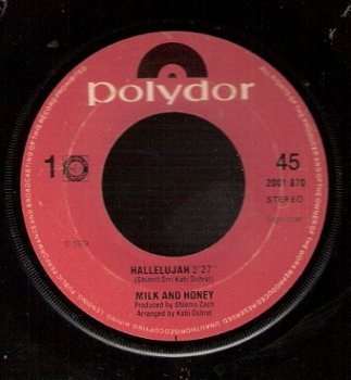 Milk And Honey - Hallelujah - Lady Sun -Songfestival vinylsingle - 1