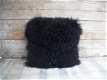 Kussen van Mongoolse schapenvacht zwart - 2 - Thumbnail