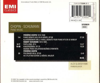 CD - Chopin / Schumann - piano, Alex Slobodyanik - 1