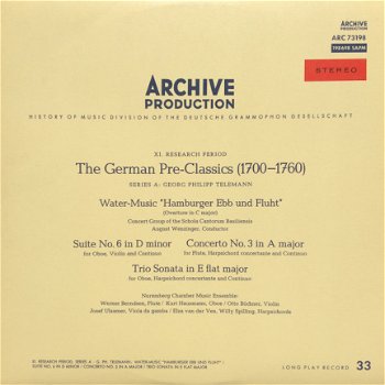 LP - TELEMANN, The German Pre-Classics - 0