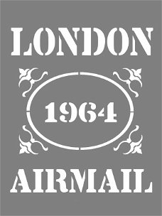 Sjabloon tekst London airmail 1964 | 29x21cm A4 sjablonen kopen