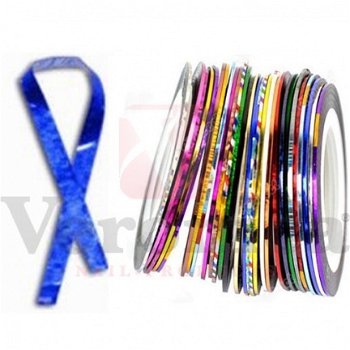 Striping tape voor nagels, BLAUW GLITTER - 1