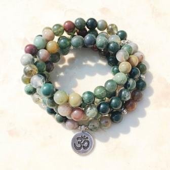 Agaat mala ketting of armband met Ohm bedel - 1