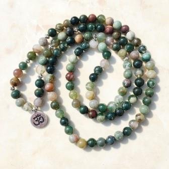 Agaat mala ketting of armband met Ohm bedel - 2