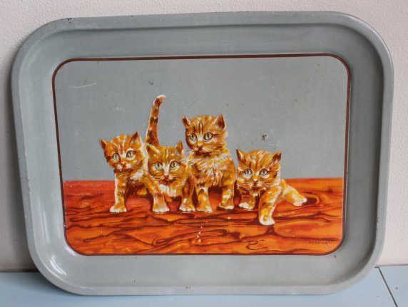 Dienblad met poezen cq. katten - nr. 1