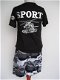 2 delig setje t-shirt met korte broek in mt134/140 (nr:4792) - 2 - Thumbnail