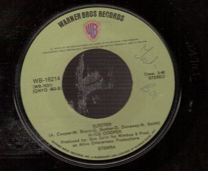 Alice Cooper - Elected - Luney Tune - 45 rpm Vinyl Single - 1