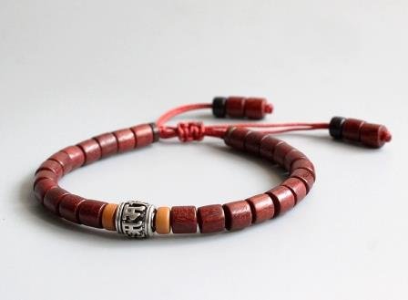 Tibetaans Boeddhistische Rozenhout armband met Mantra - 1