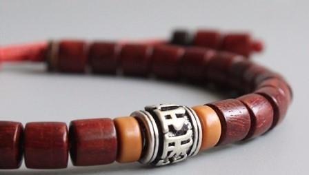 Tibetaans Boeddhistische Rozenhout armband met Mantra - 2