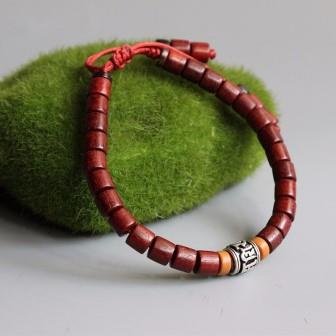Tibetaans Boeddhistische Rozenhout armband met Mantra - 3