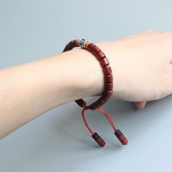 Tibetaans Boeddhistische Rozenhout armband met Mantra - 4