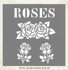 Sjabloon tekst roses en rozen  29x21cm A4 sjablonen kopen
