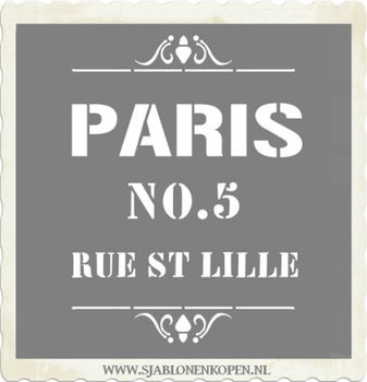 Sjabloon Franse tekst Paris Rue ST Lille | 29x21cm A4 sjablonen - 1