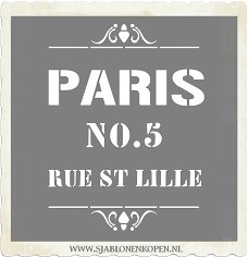 Sjabloon Franse tekst Paris Rue ST Lille | 29x21cm A4  sjablonen