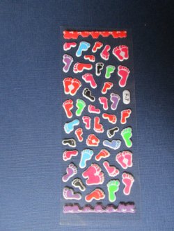 605 Kaart versier STICKERTJES VOETJES... NU €0,20