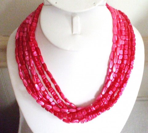 Vintage collier in felroze (474) - nr. 1