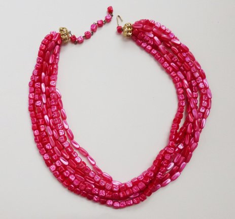 Vintage collier in felroze (474) - Afbeelding 3