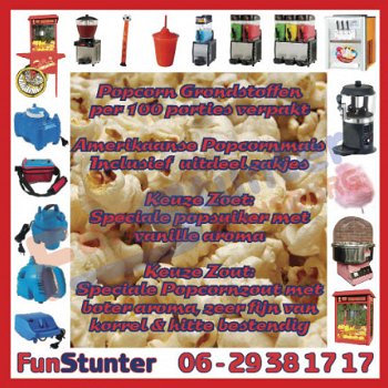 POPCORN grondstoffen, MAIS Popsuiker, popzout uitdeelzakjes - 1