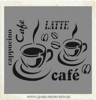 Sjabloon teksten koffie café latte 43x56cm A2 sjablonen - 1
