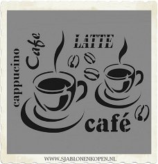 Sjabloon teksten koffie café latte 43x56cm A2 sjablonen