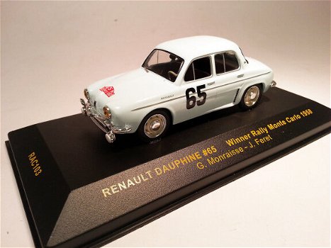 1:43 Ixo Renault Dauphine #65 Winner Monte Carlo RAC103 Rally Winner MC 1958 G.Monraisse-J.Feret - 2