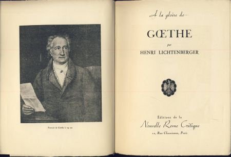 HENRI LICHTENBERGER**GOETHE*1939*NOUVELLE REVUE CRITIQUE - 4