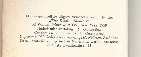 MORRIS L. WEST**ADVOCAAT VAN DE DUIVEL**RODE REINAERT IN SKYVERTEX.**D.A.P. REINAERT UITGAVE - 3