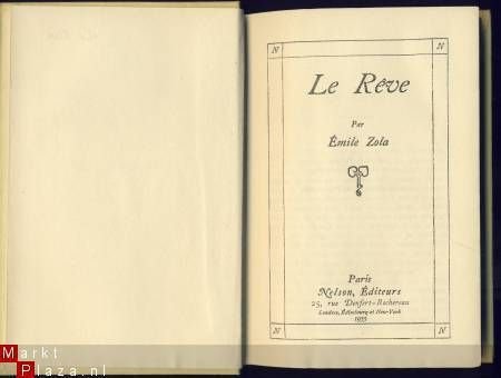 EMILE ZOLA**LE REVE**NELSON**1935** - 2