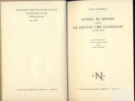 JOHN STEINBECK**1.MUIZEN EN MENSEN.2.DRUIVEN DER GRAMSCHAP.3 - 2