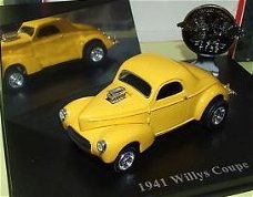 1:43 UH Willys Coupe Hot Rod custom geel