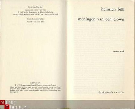 HEINRICH BÖLL**MENINGEN VAN EEN CLOWN**DAVIDSFONDS HARDCOVER - 3