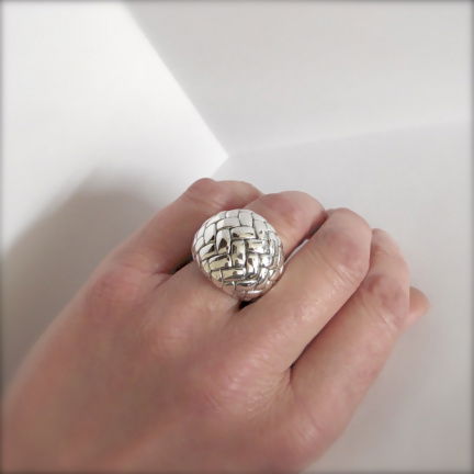 NIEUW Bolle zilveren RING vlecht, INCLUSIEF VERZENDEN - Afbeelding 4