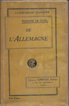 MADAME DE STAEL**DE L'ALLEMAGNE**LIBRAIRIE GARNIER-FRERES..PARIS SOFTCOVER - 1