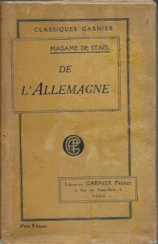 MADAME DE STAEL**DE L'ALLEMAGNE**LIBRAIRIE GARNIER-FRERES..PARIS SOFTCOVER