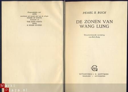 PEARL S. BUCK**DE ZONEN VAN WANG LUNG**LINNEN BOEKBAND - 2