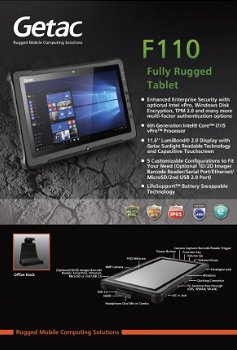 Fully Rugged Tablet Getac F110 G3 Basic i5 USB BT Ethernet WLAN hot-swap Win.7 FE21CQKB1DXB - 2