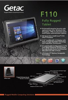 Fully Rugged Tablet Getac F110 G3 Premium USB BT WLAN Gobi5000 GPS hot-swap Win 10 Pro FE21YQKB1HXX - 2