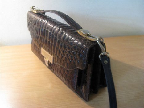 Antiek - Art Deco - uitstekende slangenleren handtas met koperen sluiting... - 2