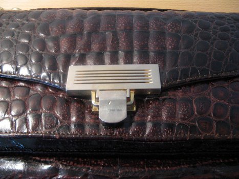 Antiek - Art Deco - uitstekende slangenleren handtas met koperen sluiting... - 3