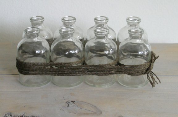 lieve minivaasjes met touw (brocant, landelijk, stoer) - Afbeelding 2
