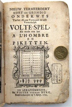 Vermakelyk Volte-spel 1721 & l'hombre & Espadille forcé etc. - 2