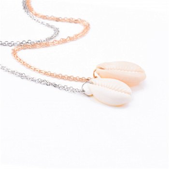 ketting met kauri schelp zilver met geluksschelp shell hanger - 2