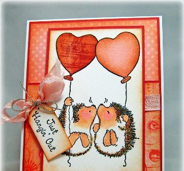 SALE GROTE RETIRED houten stempel Hedgehog Kisses Egels van Penny Black. - 3