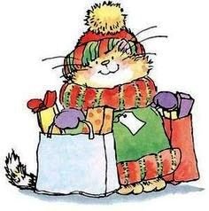 SALE Houten stempel Holiday Shopper (Kat) van Penny Black - 1