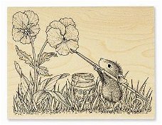 SALE NIEUW GROTE RETIRED houten stempel Painted Pansies van House Mouse